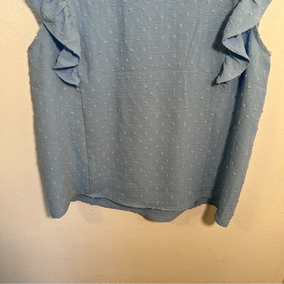 Counterparts Swiss Dot Blouse Light Blue Ruffle L - Picture 8 of 10